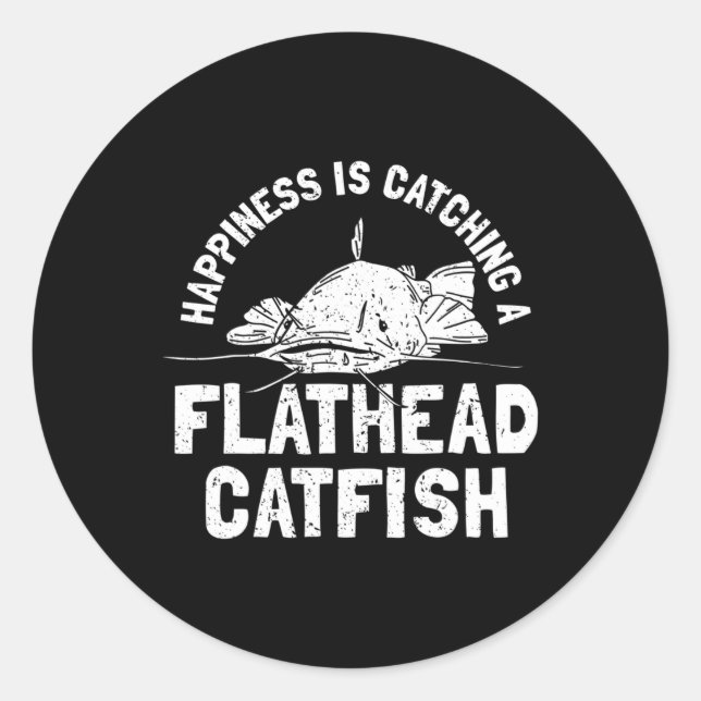 Sticker Rond Pêche au poisson-chat à tête plate - Poisson-chat (Devant)
