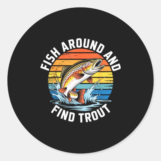 Sticker Rond Pêche autour et trouve trou  (Devant)