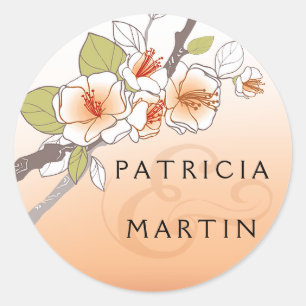 Sticker Rond Pêche aux fleurs de cerisiers