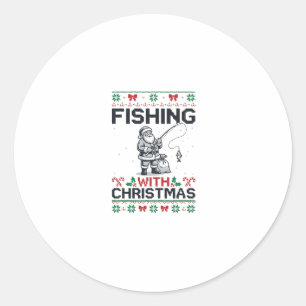 Sticker Rond Pêche avec la fête de Noël de Santa