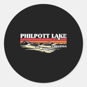 Sticker Rond Pêche Bateau Camping Lac Vacation Philpott Lak