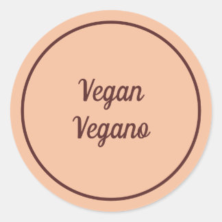 Sticker Rond Pêche Bilingue Végétalien (Vegano) Simple