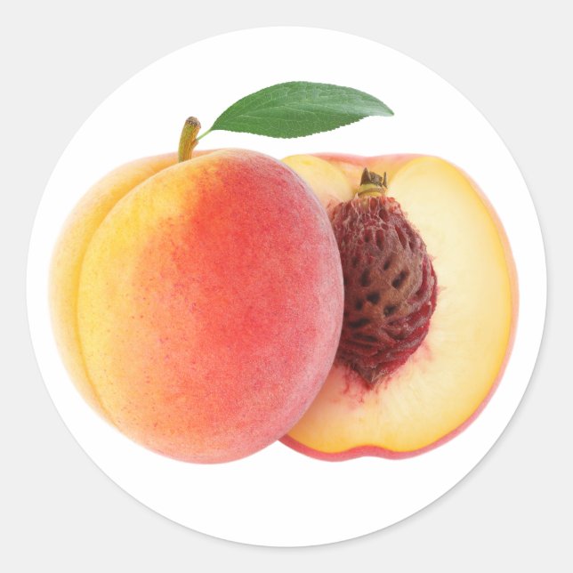 Sticker Rond Pêche coupée en moitiés (Devant)