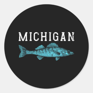 Sticker Rond Pêche de sandre du Michigan pêcheur pêcheur Midwes