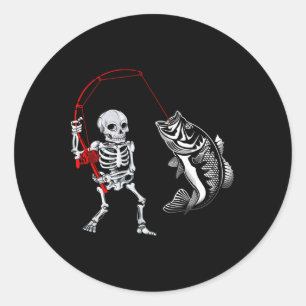 Sticker Rond Pêche de squelette par le pêcheur de Byss Hallowee