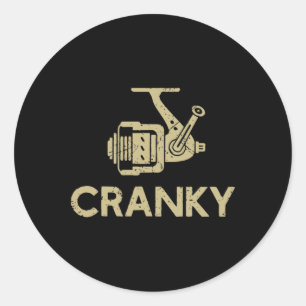Sticker Rond Pêche drôle de fille pêche à la pêche femme Cranky