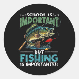 Sticker Rond Pêche Drôle Pour Les Garçons Enfants Poisson Jeune