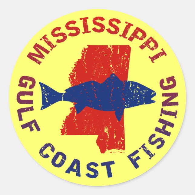 Sticker Rond Pêche du golfe du Mississippi (Devant)