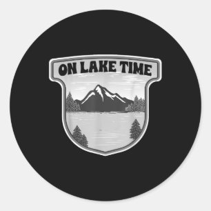 Sticker Rond Pêche en bateau sur le lac