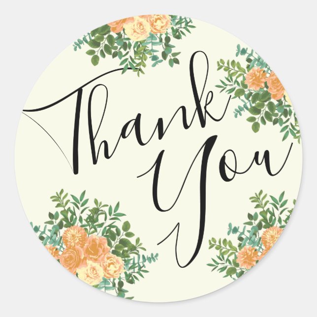 Sticker Rond Pêche et ivoire Peony et Rose Mariage floral (Devant)