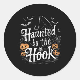 Sticker Rond Pêche Halloween Épouvantail Pêcheur Poisson Farce