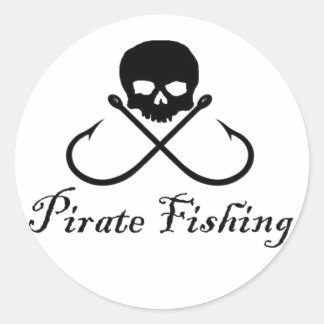 Sticker rond pêche pirate