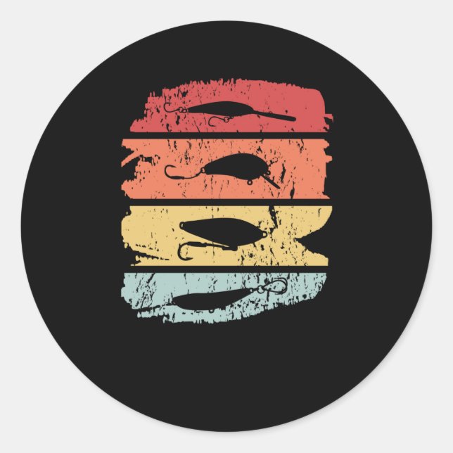 Sticker Rond Pêche Poisson Hotte Retro Vintage (Devant)
