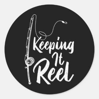 Sticker Rond Pêche Pole Garder Reel Joke Poisson drôle