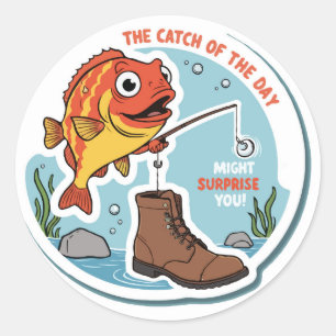 Sticker Rond Pêche pour le plaisir - mème extérieur mignon et a