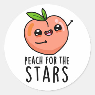 Sticker Rond Pêche Pour Les Étoiles Drôle Fruit Pun