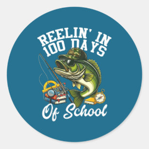 Sticker Rond Pêcher 100 jours d'école bass camo pêche