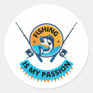 Sticker Rond Pêcher c'est ma passion, allons pêcher T-shirt