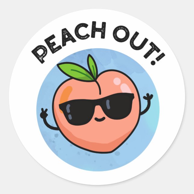 Sticker Rond Pêcher Drôle Fruit Pun (Devant)