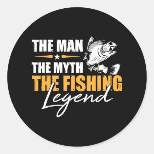 Sticker Rond Pêcher L'Homme Mythe Légende Pêcheur Cool pêcheur