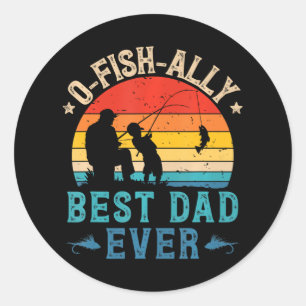 Sticker Rond Pêcher meilleur papa jamais Ofish Sunset pêcheur