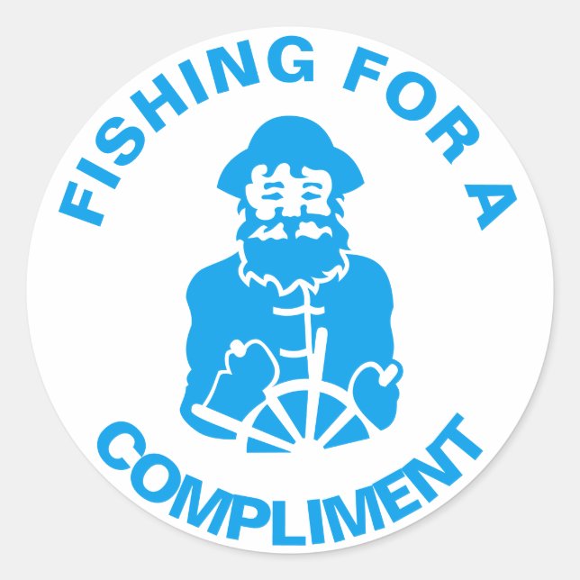 Sticker Rond Pêcher pour un compliment (Devant)