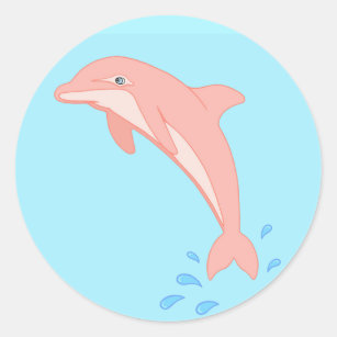 Sticker Rond Pêches le dauphin rose