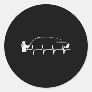Sticker Rond Pêcheur Battement de coeur Pêche Hommes Garçons En