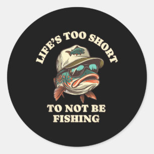 Sticker Rond Pêcheur de truite détendu plaisir de pêche