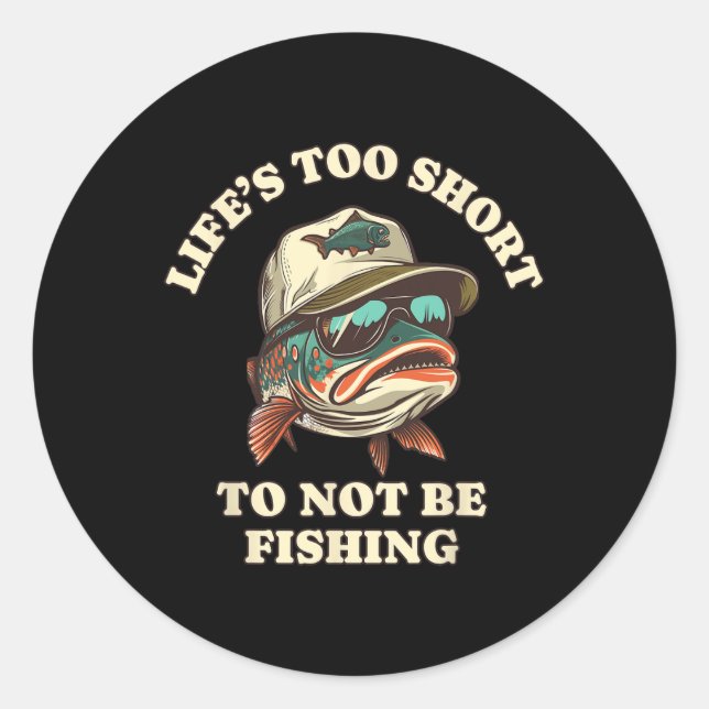 Sticker Rond Pêcheur de truite détendu plaisir de pêche  (Devant)