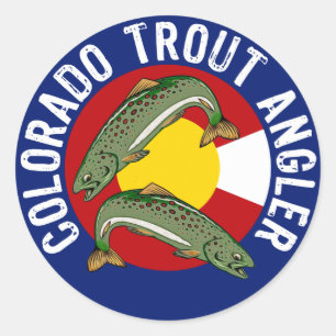 Sticker Rond Pêcheur de truite du Colorado