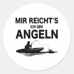 Sticker Rond Pêcheur dit drôle Mèmes de pêche Poisson et bateau