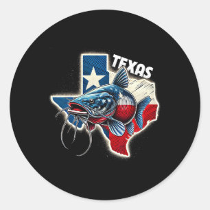 Sticker Rond Pêcheur du Sud Texas Pêcheurs de poisson-chat Fier