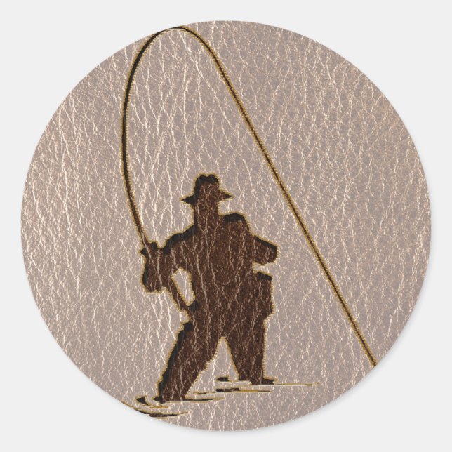 Sticker Rond Pêcheur en cuir doux (Devant)
