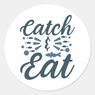 Sticker Rond Pêcheur pêche poisson frais