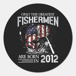Sticker Rond Pêcheurs pour 13 ans Drapeau USA 13 ans Pêcheur