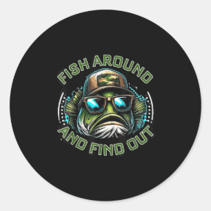 Sticker Rond Pêchez autour et découvrez la pêche B mari papa F
