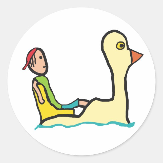 Sticker Rond Pedalo Tourist Paddle Boat (Devant)