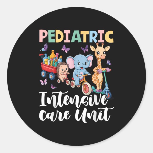Sticker Rond Pediatric Intensive Care Unit Cute Animals Groovy  (Devant)