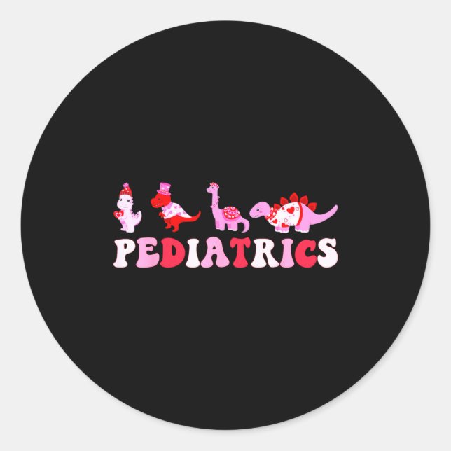 Sticker Rond Pediatric Nurse Peds Nursing Cute Dinosaurs Valent (Devant)