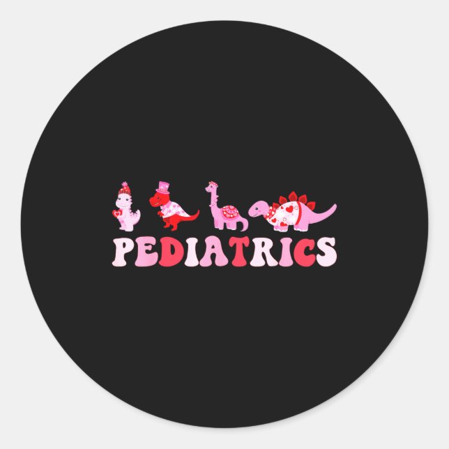 Sticker Rond Pediatric Nurse Peds Nursing Cute Dinosaurs Valent (Devant)
