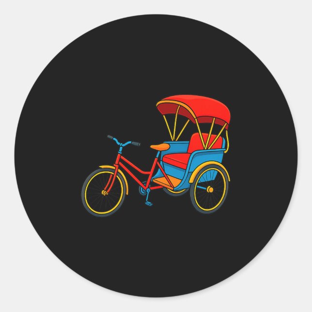 Sticker Rond Pedicab Cycle Rickshaw Bike Taxi Premium Tri-blend (Devant)