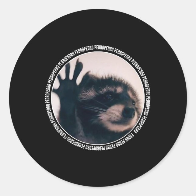 Sticker Rond Pedro Funny Raccoon Dancing Meme (Devant)