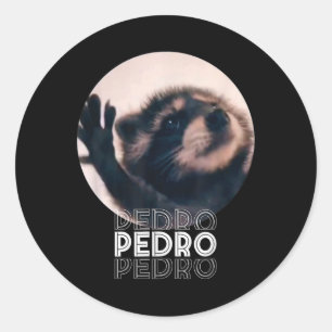 Sticker Rond Pedro Racoon Danse Populaire Mème Internet Mapache