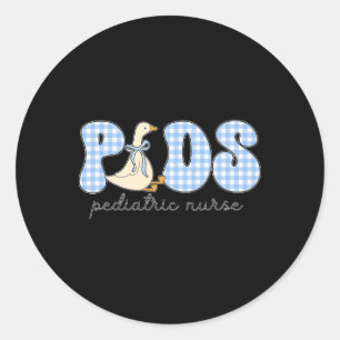 Sticker Rond Peds Goose Infirmière pédiatrique Blue En vichy Tr
