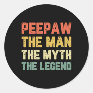 Sticker Rond Pee-paw The Man The Myth The Legend Bunnyaw Vintag