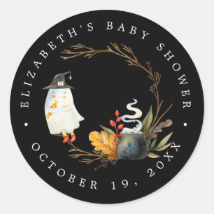 Sticker Rond Peek-A-Boo Baby Shower Halloween Petit Fantôme