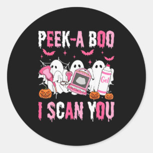 Sticker Rond Peek A Boo Je Vous Scanne Échographiste Effrayant