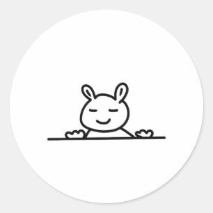 Sticker Rond Peekaboo Rabbit Cartoon croquis classique