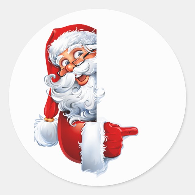 Sticker Rond Peeking Santa – Festive Christmas Clipart for Card (Devant)